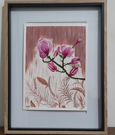 Painting titled "Magnolia" by Zoha, Original Artwork, Acrylic