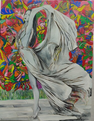 Painting titled "Dancing Lady" by Zoher Husain Shafique, Original Artwork, Acrylic