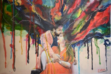 Schilderij getiteld "Colours of Love" door Zoher Husain Shafique, Origineel Kunstwerk, Acryl