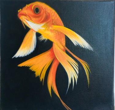 Painting titled "Alone Redfish" by Zohreh.A, Original Artwork, Oil
