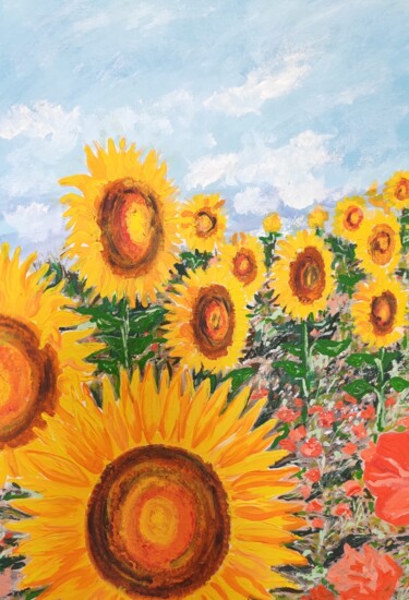 Painting titled "Sunflowers, Paintin…" by Zoia Vla, Original Artwork, Acrylic