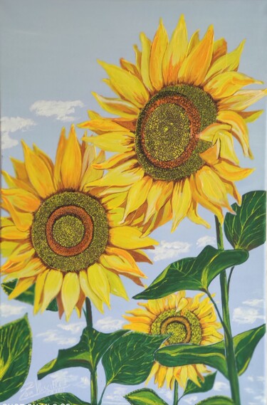Malerei mit dem Titel "Sun flowers Paintin…" von Zoia Vla, Original-Kunstwerk, Acryl