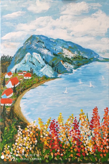 Sea under the skies Painting titled "Sea under the skies" by Artzoia Zoia Vlascitkaia, Original Art, Acrylic