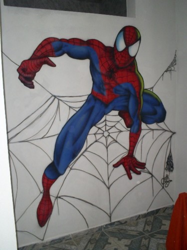 Pintura intitulada "Homem Aranha(quarto…" por Zoio, Obras de arte originais