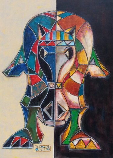 Painting titled "CABALLUS" by Zol Artistic, Original Artwork, Acrylic Mounted on Wood Stretcher frame