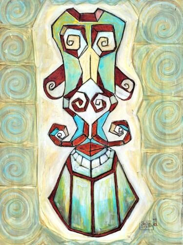Картина под названием "STATUA" - Zol Artistic, Подлинное произведение искусства, Акрил Установлен на Деревянная рама для нос…