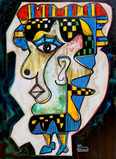 Painting titled "ARLEQUIN" by Zol Artistic, Original Artwork, Acrylic Mounted on Wood Stretcher frame