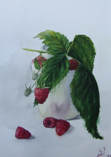 Peinture intitulée "Raspberry mood" par Zolochevska Olena, Œuvre d'art originale, Aquarelle