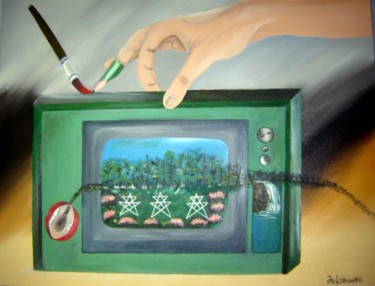 Pintura intitulada "TV" por Zo Lorenzo, Obras de arte originais, Óleo