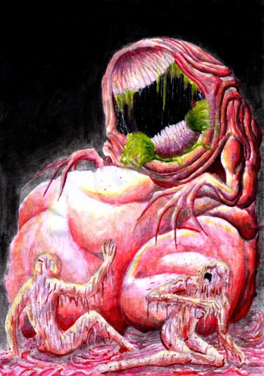 Pintura titulada "Bellyache.jpg" por Zombie, Obra de arte original, Acuarela