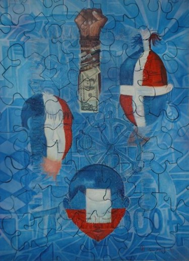 Картина под названием "Puzzle" - Zomo, Подлинное произведение искусства, Акрил