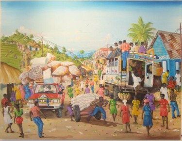 Peinture intitulée "Chemin jacmel" par Zomo, Œuvre d'art originale, Acrylique