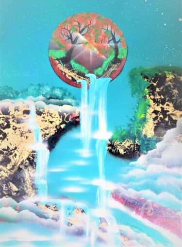 Painting titled "In the sky" by Zooj, Original Artwork, Spray paint