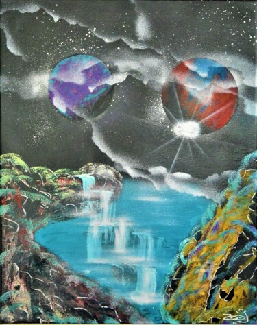 Malerei mit dem Titel "The Creek" von Zooj, Original-Kunstwerk, Sprühfarbe