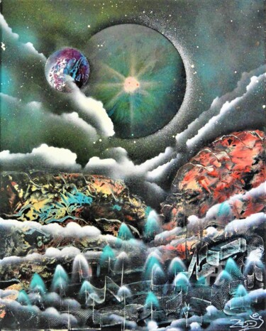Painting titled "The Other World" by Zooj, Original Artwork, Spray paint