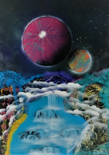 Painting titled "The Convergence" by Zooj, Original Artwork, Spray paint