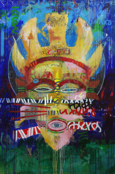 Malerei mit dem Titel "Melted Sun" von Zoole, Original-Kunstwerk, Acryl