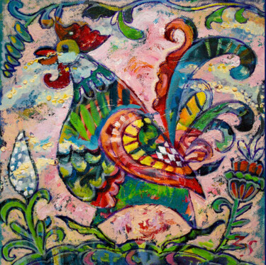 Pintura intitulada "Rooster" por Zora, Obras de arte originais, Óleo