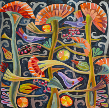 Peinture intitulée "Sunny flowers" par Zora, Œuvre d'art originale, Huile