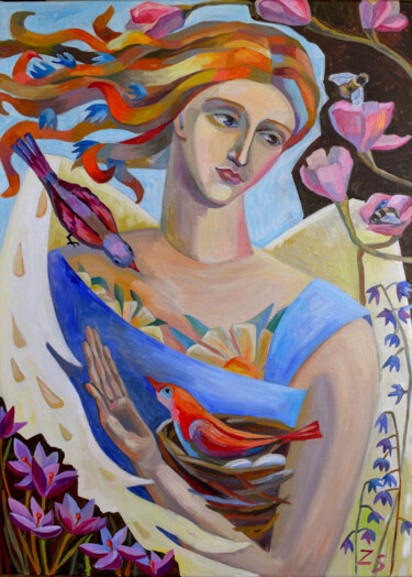 Malarstwo zatytułowany „Awakening of spring” autorstwa Zora, Oryginalna praca, Olej