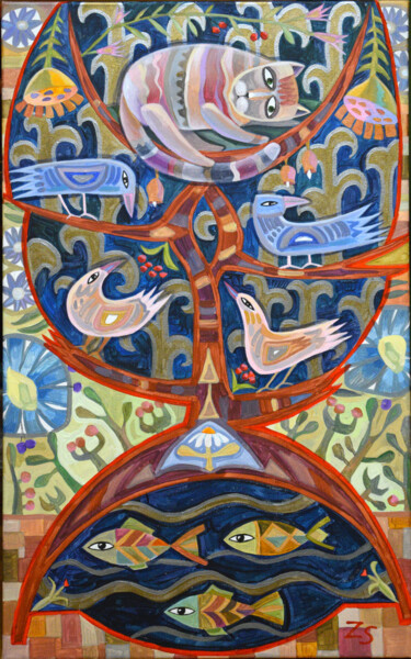 绘画 标题为“Tree of life 3” 由Zora, 原创艺术品, 丙烯 安装在木质担架架上