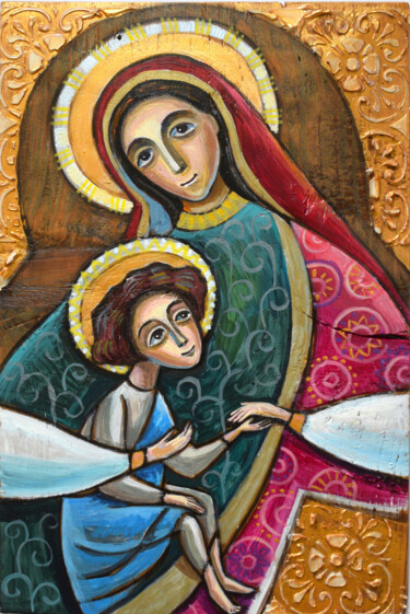 绘画 标题为“Virgin Mary with Je…” 由Zora, 原创艺术品, 丙烯
