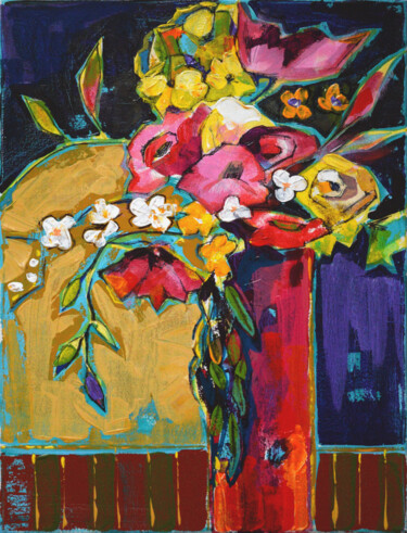 Картина под названием "Abstract bouquet" - Zora, Подлинное произведение искусства, Акрил Установлен на Деревянная рама для н…