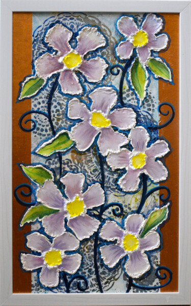 Painting titled "Flower wall painting" by Zora, Original Artwork, Acrylic