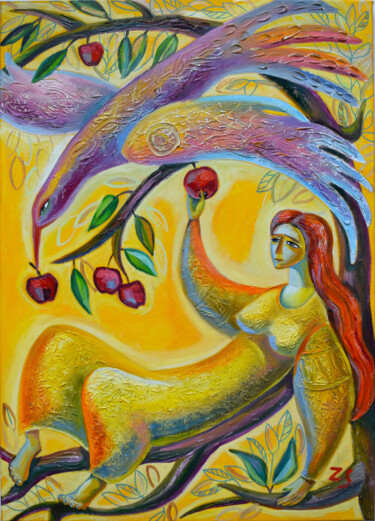 Peinture intitulée "She was swinging on…" par Zora, Œuvre d'art originale, Huile Monté sur Châssis en bois