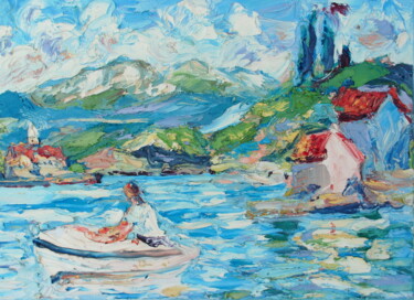 Painting titled "Visit from the sea" by Zoran Andrić, Original Artwork, Oil