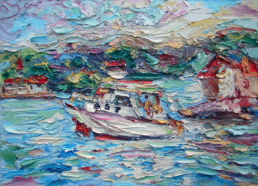 Schilderij getiteld "Dream Ship" door Zoran Andrić, Origineel Kunstwerk, Olie