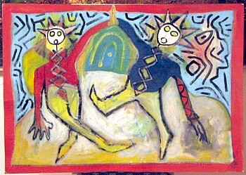 Malerei mit dem Titel "2 dancing figures" von Zoran Komatinović, Original-Kunstwerk