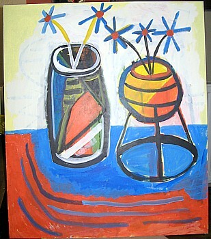 Malerei mit dem Titel "2 Blumenvasen" von Zoran Komatinović, Original-Kunstwerk