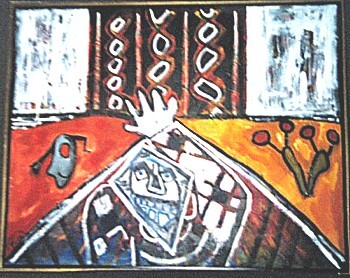 Malerei mit dem Titel "Mann im Zeittunnel/…" von Zoran Komatinović, Original-Kunstwerk