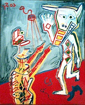 Malerei mit dem Titel "Der Tod und der Ese…" von Zoran Komatinović, Original-Kunstwerk