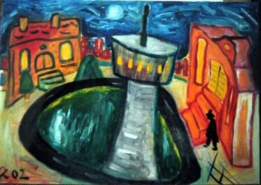 Malerei mit dem Titel "Stadt-Nachts/Grad-n…" von Zoran Komatinović, Original-Kunstwerk
