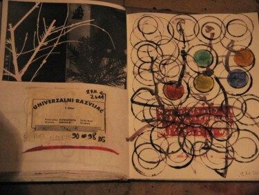 Collagen mit dem Titel "Artbook II..z.k...d…" von Zoran Komatinović, Original-Kunstwerk
