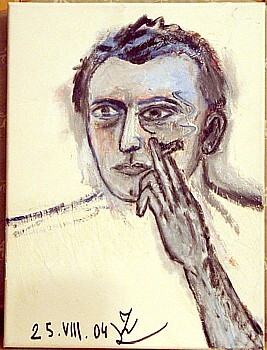 Malerei mit dem Titel "selbstportrait mit…" von Zoran Komatinović, Original-Kunstwerk