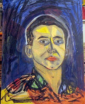 Malerei mit dem Titel "finsteres portrait…" von Zoran Komatinović, Original-Kunstwerk