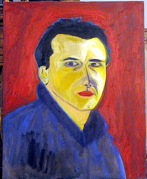 Malerei mit dem Titel "selbstportrait rot" von Zoran Komatinović, Original-Kunstwerk