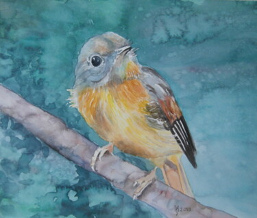 Peinture intitulée "yellow-bird-waterco…" par Zoran Mihajlovic (Muza), Œuvre d'art originale, Aquarelle