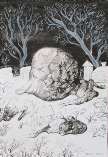 NO NAME 8 Dessin intitulée "NO NAME 8" par Zoran Zugic, Œuvre d'art originale, Encre