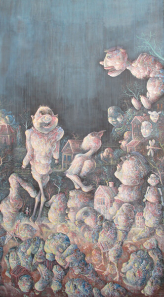 Ζωγραφική με τίτλο "POSING" από Zoran Zugic, Αυθεντικά έργα τέχνης, Ακρυλικό Τοποθετήθηκε στο Ξύλινο φορείο σκελετό