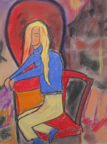 Peinture intitulée "Femme sur la chaise" par Zorica Champs, Œuvre d'art originale