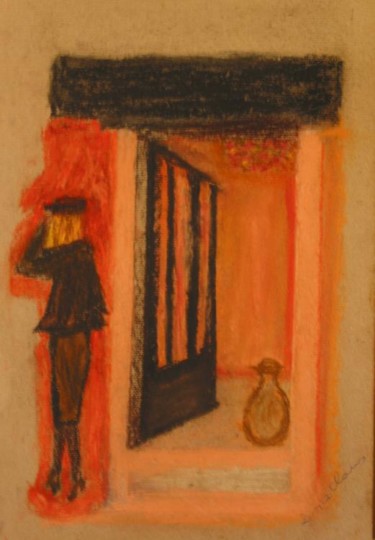 Peinture intitulée "Femme au chapeau" par Zorica Champs, Œuvre d'art originale