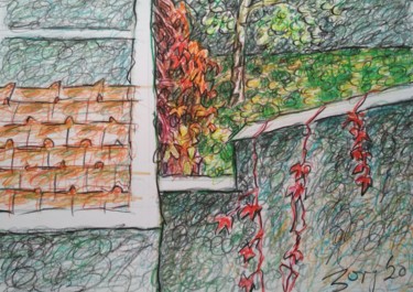 Drawing titled "Backyard" by Zory, Original Artwork, Pencil