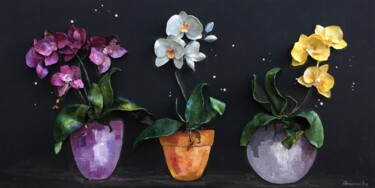 Картина под названием "Warm bright orchids…" - Zoryana Yevminenko, Подлинное произведение искусства, Масло