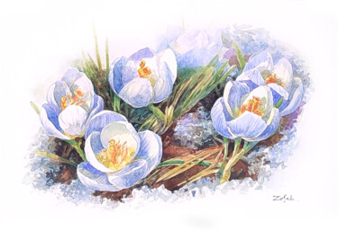 Malerei mit dem Titel "Весна. Начало" von Zosch, Original-Kunstwerk, Aquarell