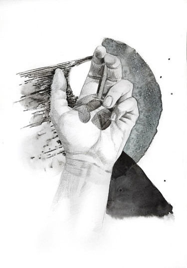 Рисунок под названием "рука" - Zoia Ahatina, Подлинное произведение искусства, Карандаш