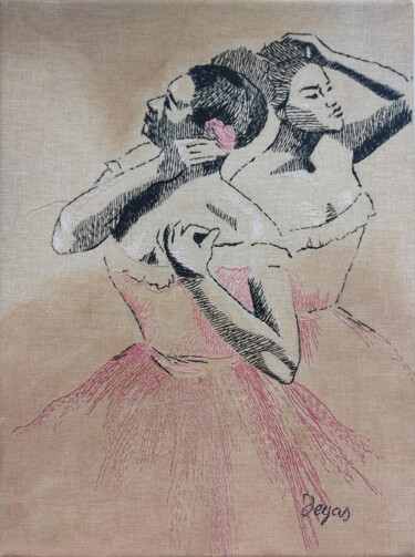 제목이 "Two dancers by Edga…"인 미술작품 Zoia Ahatina로, 원작, 실 나무 들것 프레임에 장착됨
